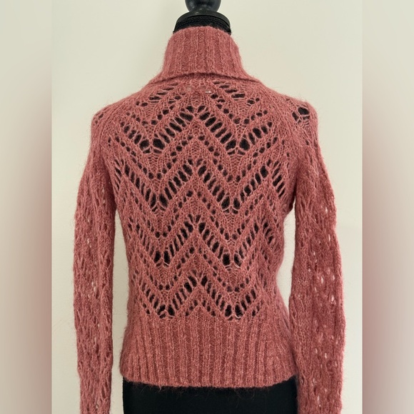 Ann Taylor Loft XS Elegant Wool Blend Knit Pink Cardigan Jewel Accent 875 - Picture 6 of 9